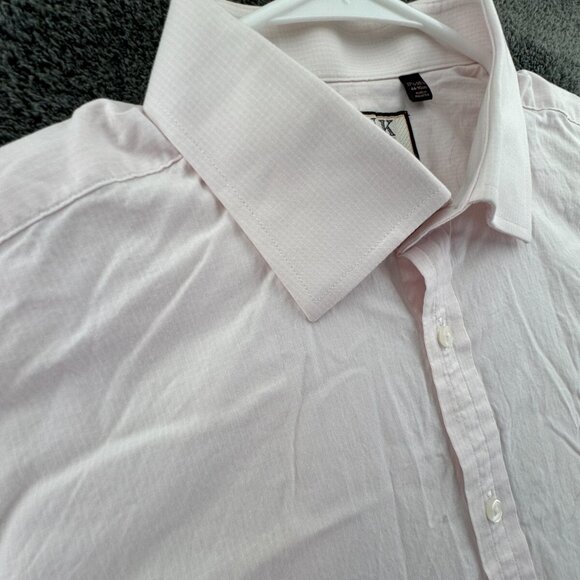 Thomas Pink Bulldog Long Sleeve Button Up Shirt Adult Size 17.5 35.5 Pink Check - Picture 10 of 15